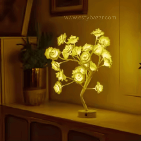 Colorful LED Rose Flower Tree Lamp – Bonsai Style Tabletop Light for Room & Gifting - Image 2
