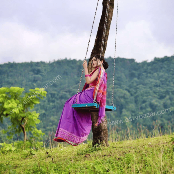 Pure Tangail Cotton Saree - 13.5 Hat - Image 3