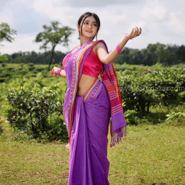 Pure Tangail Cotton Saree - 13.5 Hat - Image 2