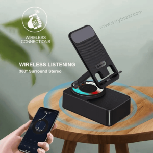 KISONLI M-1, Earbuds, Wireless Earbuds, Bluetooth Speaker, Portable Speaker, Phone Holder, 360 Degree Stand, RGB Light, Super Sound, Type-C Charging, Long Battery Life, Multimedia Speaker, EstyBazar, Bangladesh, Electronics, Gadgets, Speaker with Stand