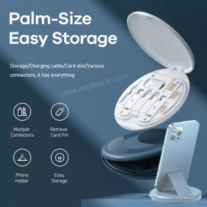 Portable Data Cable, Universal Charging Kit, USB-C Cable, Micro-USB Adapter, iOS Adapter, SIM Card Pin, Travel Accessories, Mobile Charging Solution, Cable Organizer, Compact Cable Box, Smartphone Accessories, On-the-Go Charger, Multi-device Compatibility, Portable Tech Gear, Mobile Essentials